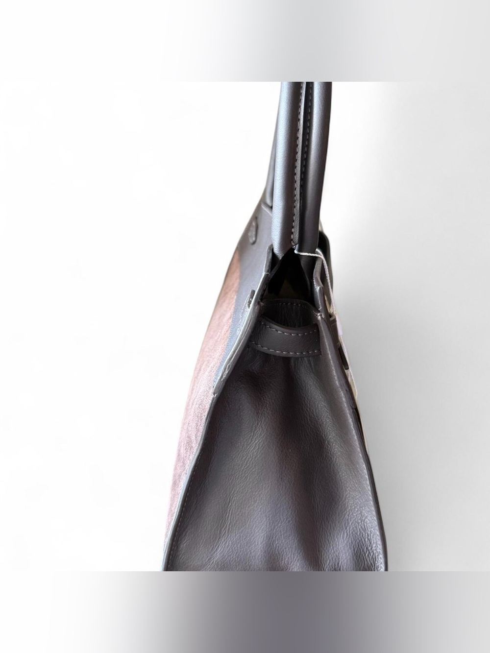 Marina Galanti Dark Brown Suede Leather Top Handle Handbag - Picture 3 of 5